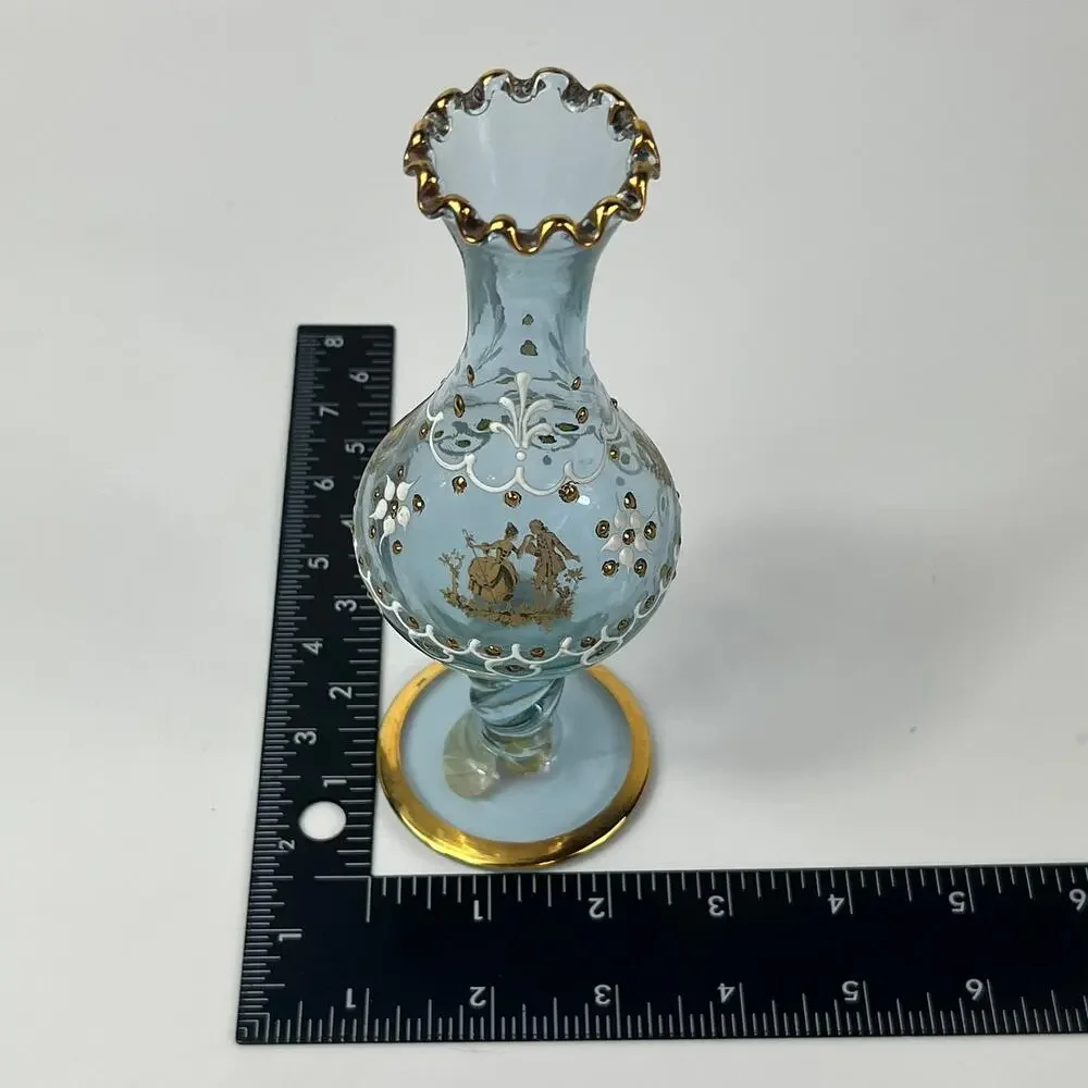 Venetian Murano Signed Bud Vase 24kt Gold 7